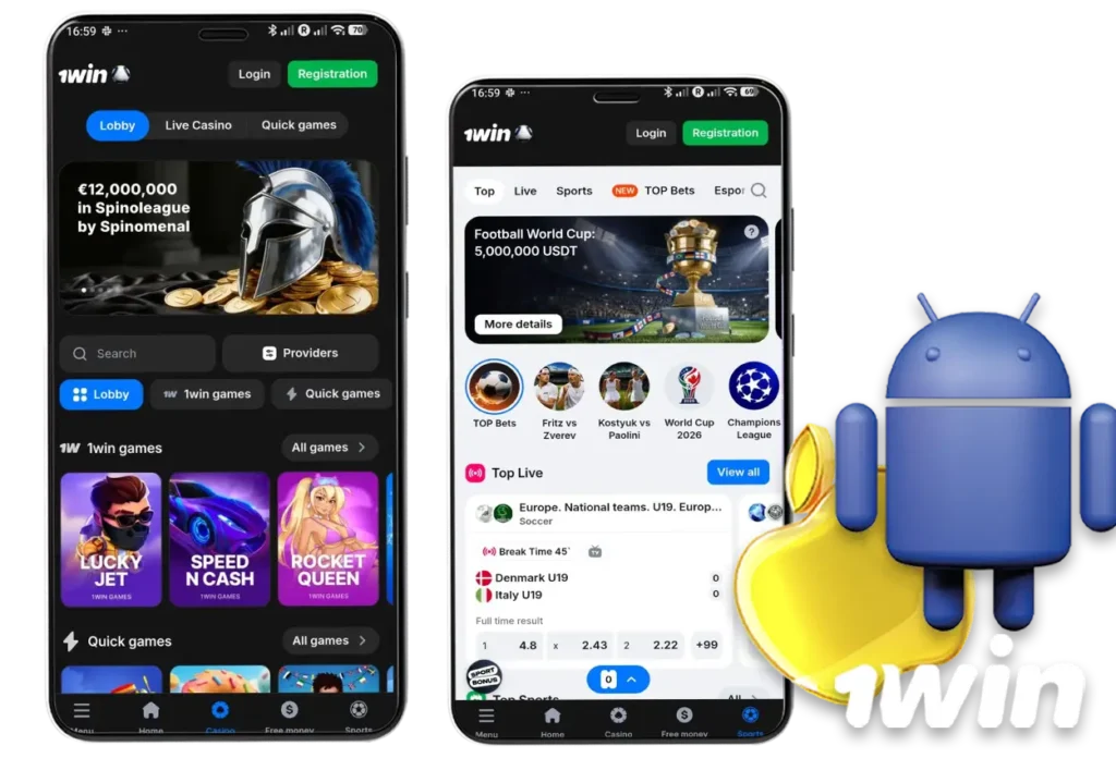 Mobile app 1win India for Android and iOS