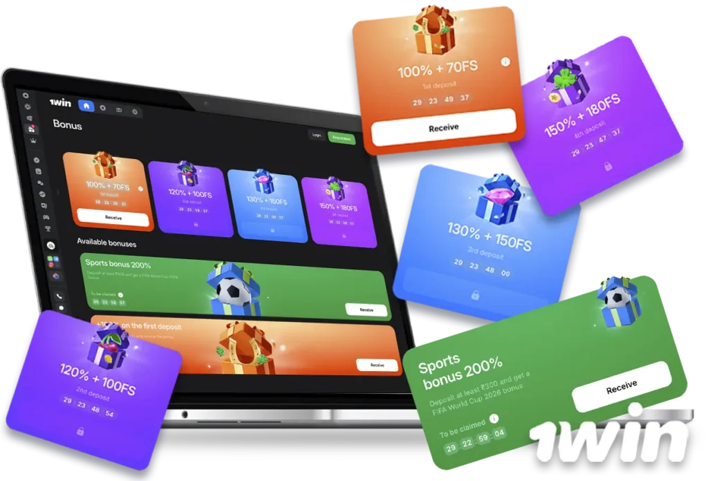 Welcome bonus 1win India for Sports and casino